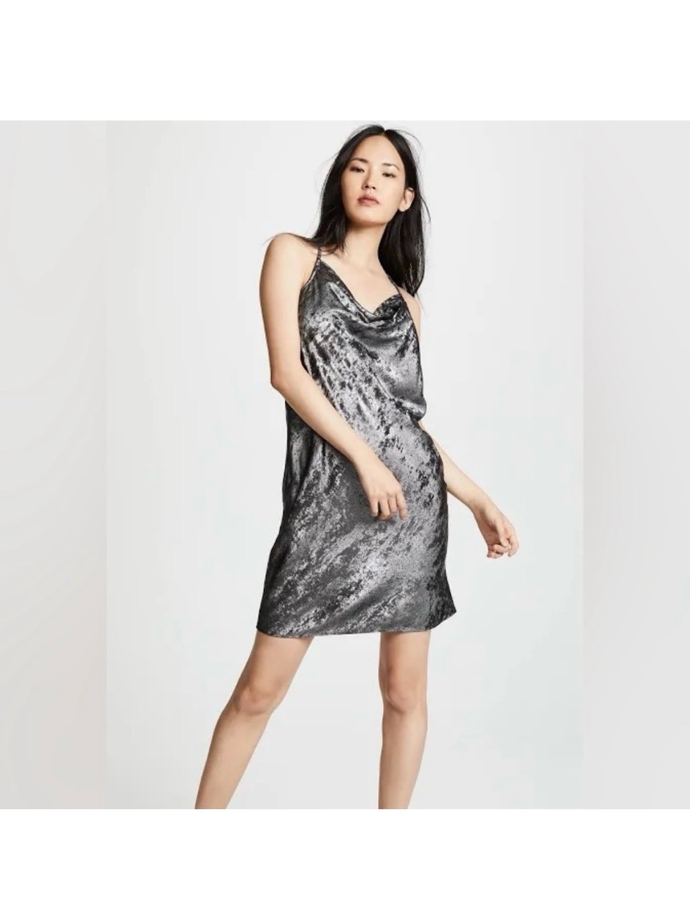Halston Heritage Silver Velvet Cowl Slip